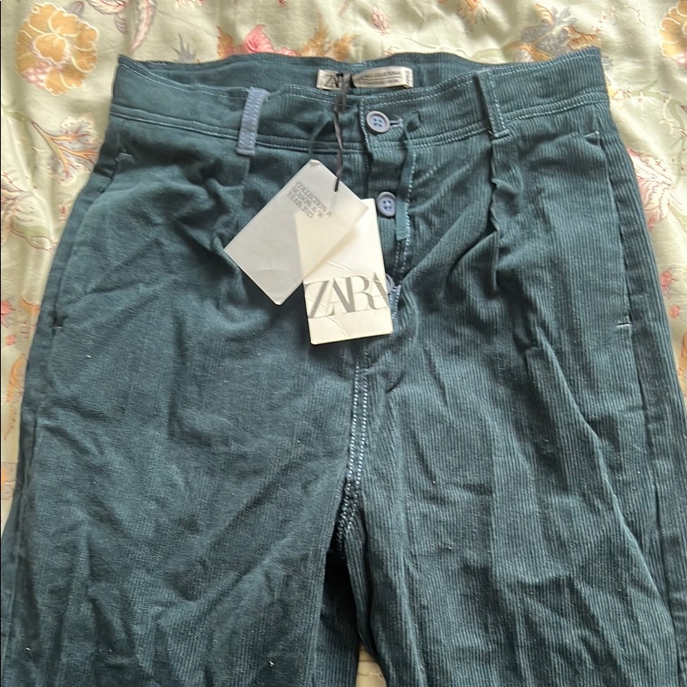 Zara Deep Teal Corduroy Trousers